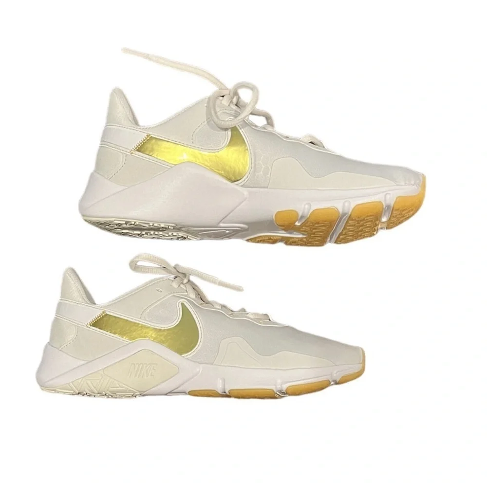 Nike Womens Legend Essential 2 White Gold Running Shoes Sneakers Size 10 - Picture 3 of 12